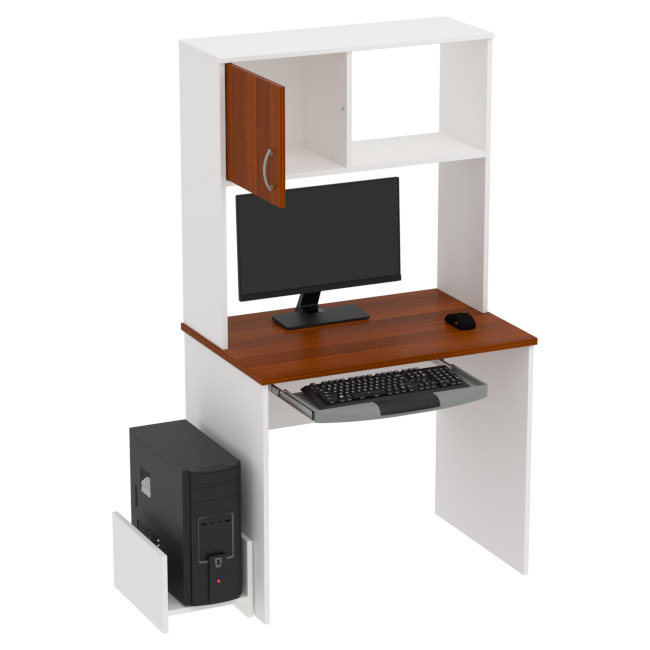 Компьютерный стол КП-СК-6 цвет Белый+Орех 90/60/163 см