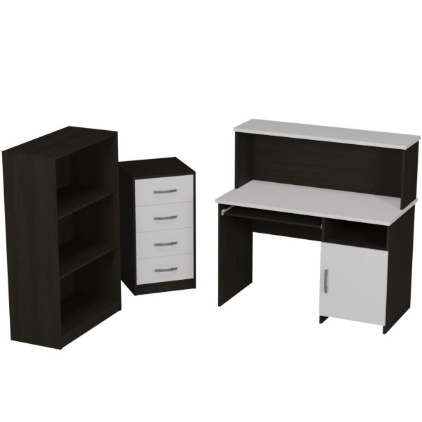 Комплект офисной мебели КП-22 цвет Венге+Белый