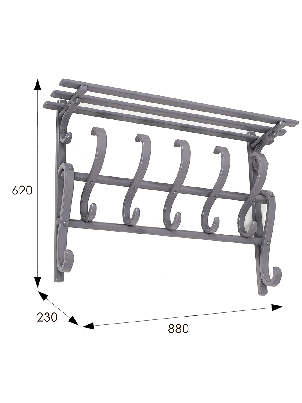 Вешалка настенная В 7Н серый