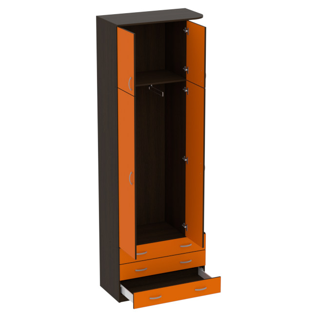 Офисный шкаф для одежды ШО-45 цвет Венге+Оранж 89/45/260 см