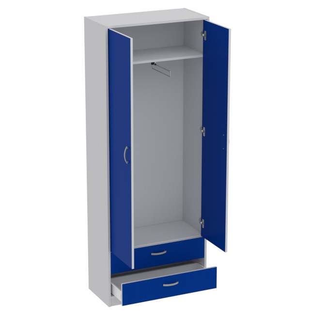 Шкаф для одежды ШО-37 цвет Серый+Синий 77/37/200 см