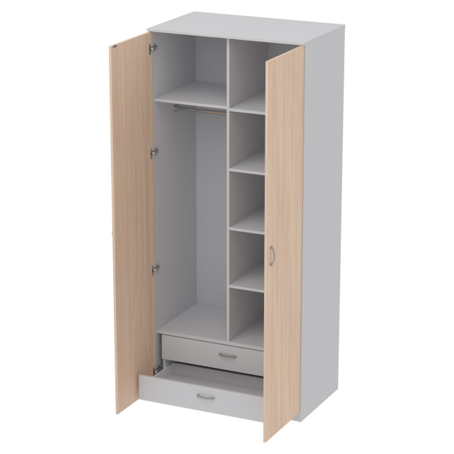 Шкаф для одежды ШО-63 цвет Серый+Дуб Молочный 102/63/235 см
