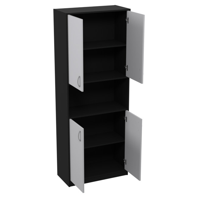 Шкаф для офиса ШБ-4 цвет Черный + Серый 77/37/200 см