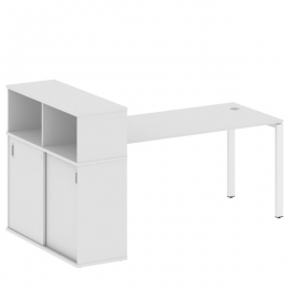 Стол письменный на П-образном м/к с опорным шкафом-купе 201 METAL SYSTEM БП.РС-СШК-3.4 Белый