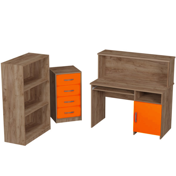 Комплект офисной мебели КП-22 цвет Дуб Крафт+Оранж
