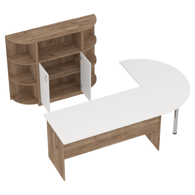 Комплект офисной мебели КП-13 цвет Дуб крафт+Белый