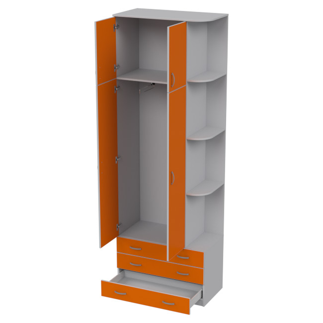 Шкаф для одежды ШО-45 цвет Серый+Оранж 89/45/260 см