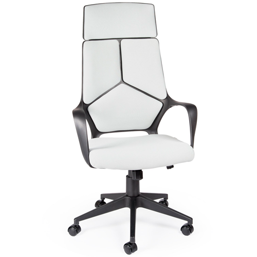 Кресло офисное iq white grey белый пластик серая ткань