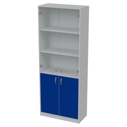 Офисный шкаф ШБ-3+А-5 матовый цвет Серый+Синий 77/37/200 см
