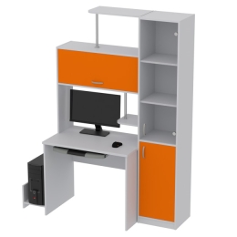 Компьютерный стол КП-СК-13 цвет Серый+Оранж 130/60/202 см
