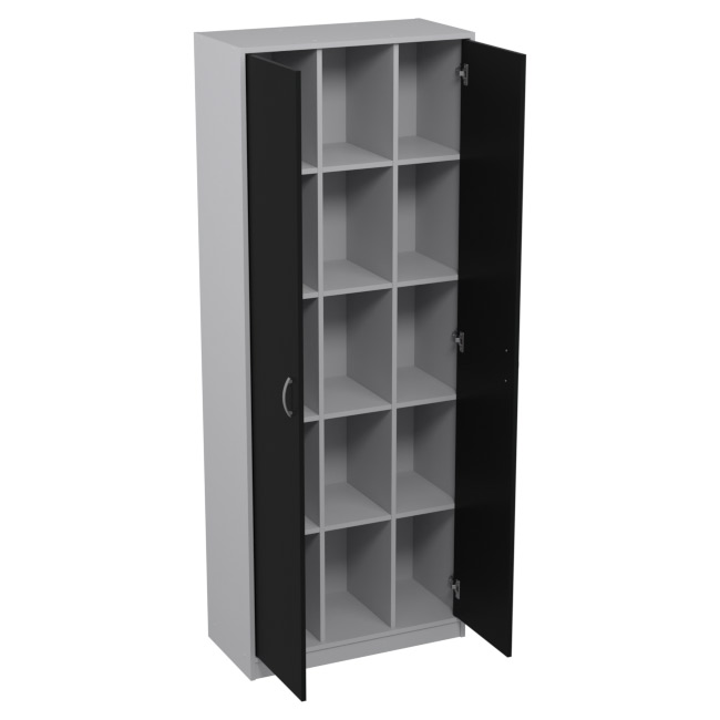 Шкаф для офиса ША-2 цвет Серый + Черный 77/37/200 см