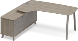 Стoл руководителя левый эргономичный с тумбой Вяз-Мокко ТМ М1 121 ВЛ ВЛ МП 196,4/161,2/75,6