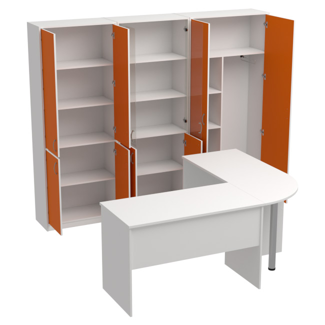 Комплект офисной мебели КП-11 цвет Белый+оранж