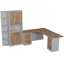 Комплект офисной мебели КП-19 цвет Серый+Дуб Крафт