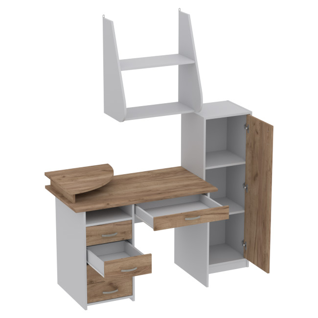 Комплект офисной мебели КП-14 цвет Серый+Дуб Крафт