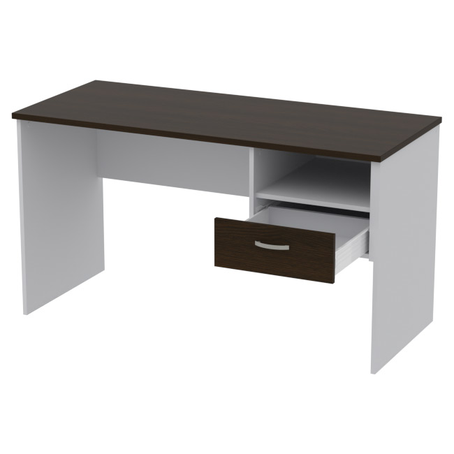 Офисный стол СТ+1Т-42 цвет Серый+Венге 140/60/76 см