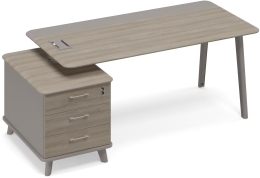 Стол руководителя левый комбинированный с тумбой малой Мокко-Вяз ТМ М1 105 МП ВЛ/МП ВЛ 205,6/104,2/75,6