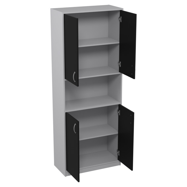 Шкаф для офиса ШБ-4 цвет Серый + Черный 77/37/200 см