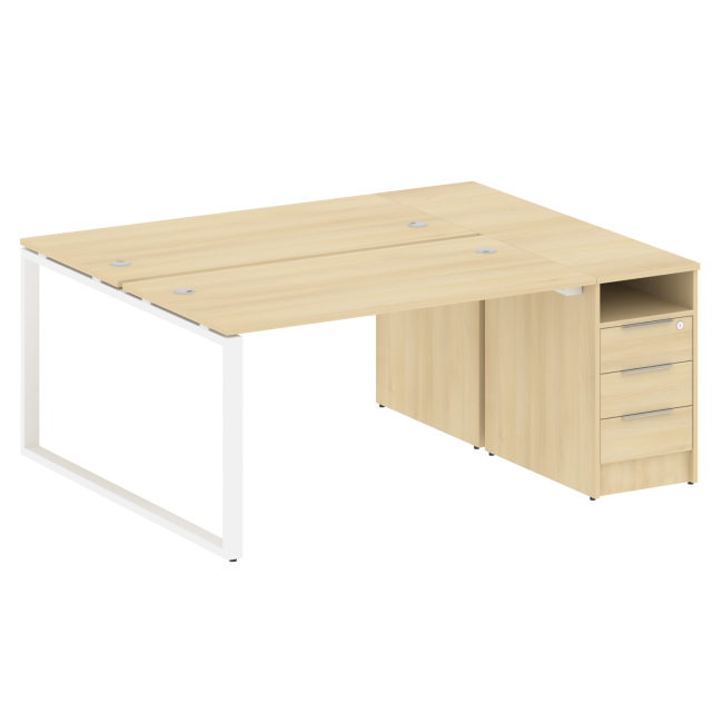 Рабочая станция на О-образном м/к с опорной тумбой БО.РС-СТП-2.3 Акация Белый