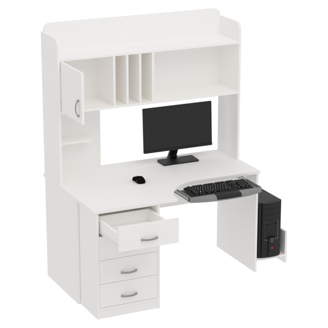 Компьютерный стол КП-СКЭ-8 Правый цвет Белый 140/90/182 см