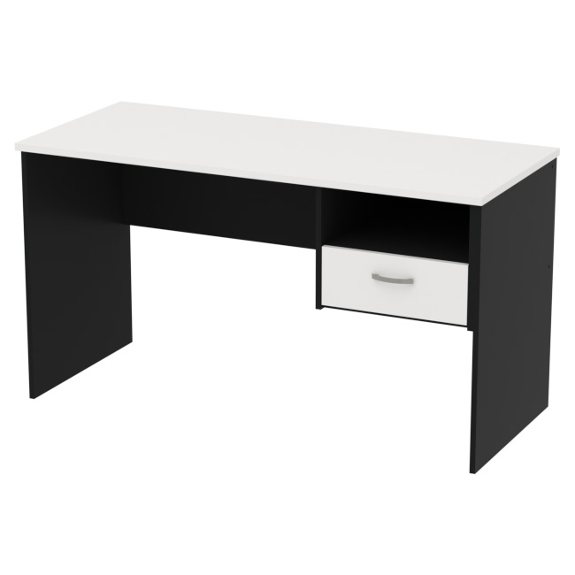 Стол для офиса СТ+1Т-42 цвет Черный + Белый 140/60/76 см