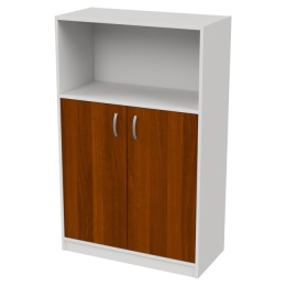 Офисный шкаф СБ-63 цвет Белый+Орех 77/37/123 см