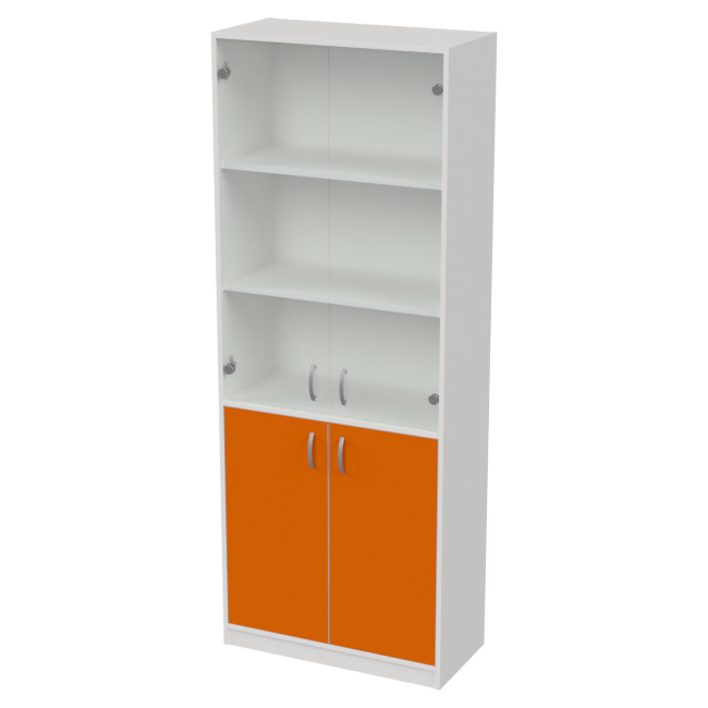Офисный шкаф ШБ-3+А-5 матовый цвет Белый+Оранж 77/37/201