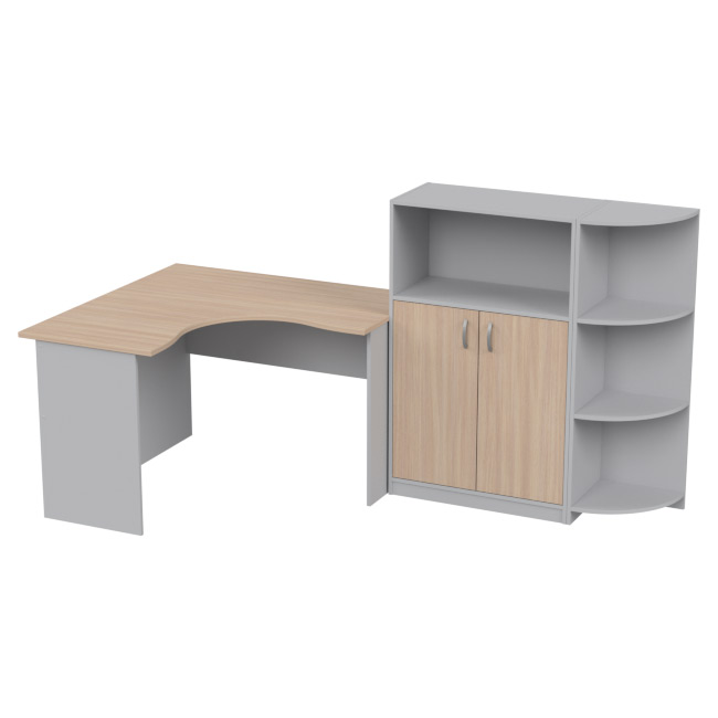 Комплект офисной мебели КП-10 цвет Серый+Дуб Молочный