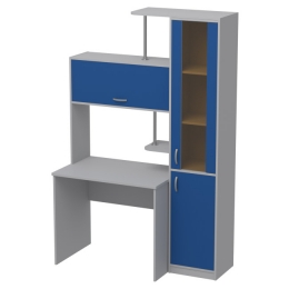 Компьютерный стол СК-14+ДВ-62 бронза Серый+Синий 130/60/202 см
