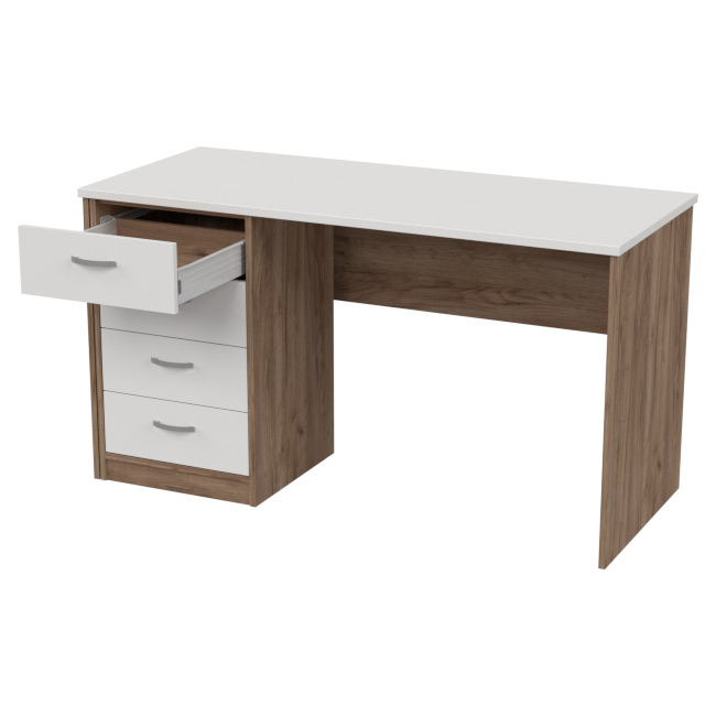 Офисный стол СТ-42+ТС-27 цвет Дуб Крафт + Белый 140/60/76