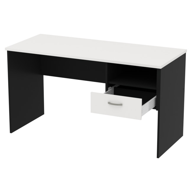 Стол для офиса СТ+1Т-42 цвет Черный + Белый 140/60/76 см