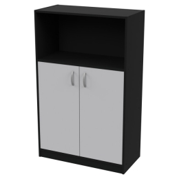 Офисный стеллаж СБ-63 цвет Черный + Серый 77/37/123 см