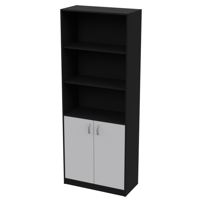 Шкаф для офиса ШБ-3 цвет Черный + Серый 77/37/200 см