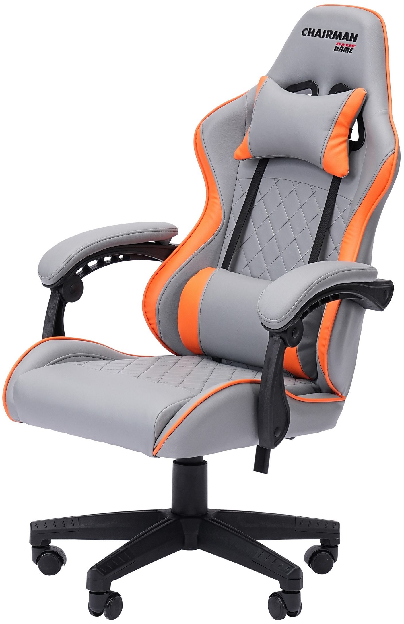 Игровое кресло CHAIRMAN CH28 экокожа серый/оранжевый