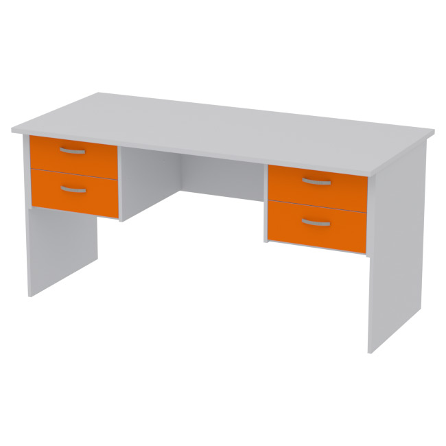 Офисный стол СТ+4Т-10 цвет Серый+Оранж 160/73/76 см