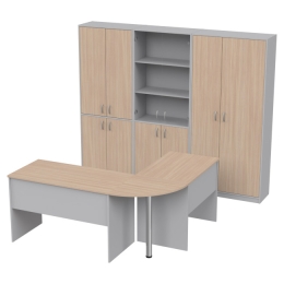 Комплект офисной мебели КП-11 цвет Серый+Дуб Молочный