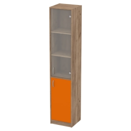 Офисный шкаф СБ-3+А5 матовый цвет Дуб Крафт+Оранж 40/37/200 см