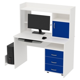 Компьютерный стол цвет Белый+Синий КП-СК-1 120/60/141 см