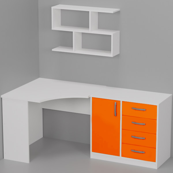 Комплект офисной мебели КП-18 цвет Белый+Оранж