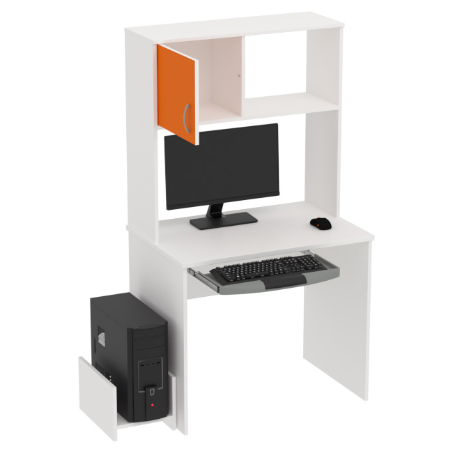 Компьютерный стол КП-СК-6 цвет Белый+Оранж 90/60/163 см