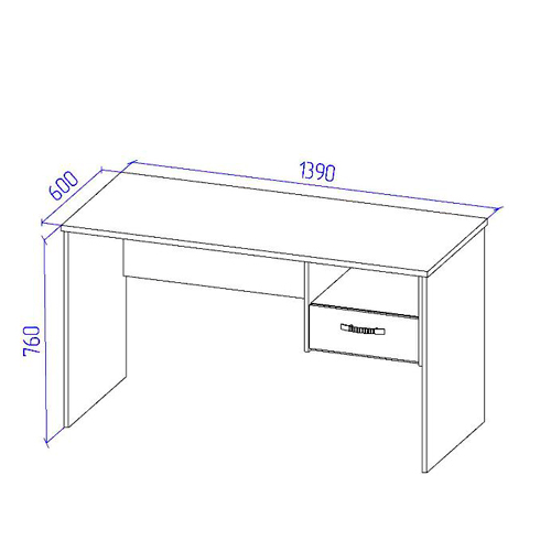Офисный стол СТ+1Т-42 цвет Серый+Синий 140/60/76 см