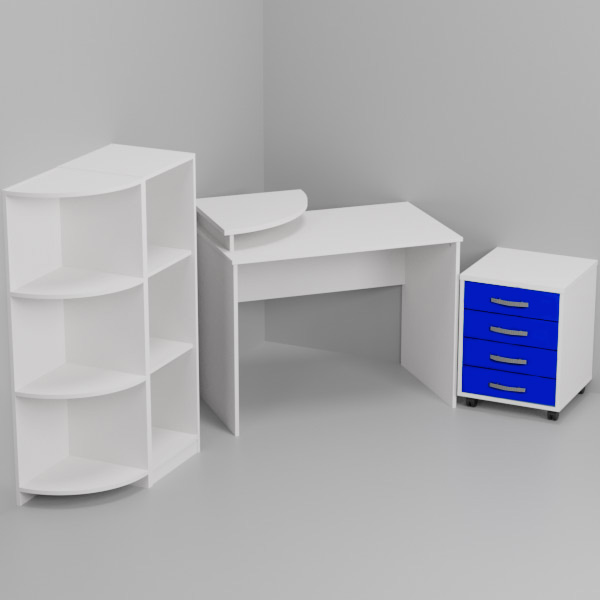 Комплект офисной мебели КП-23 цвет Белый+Синий