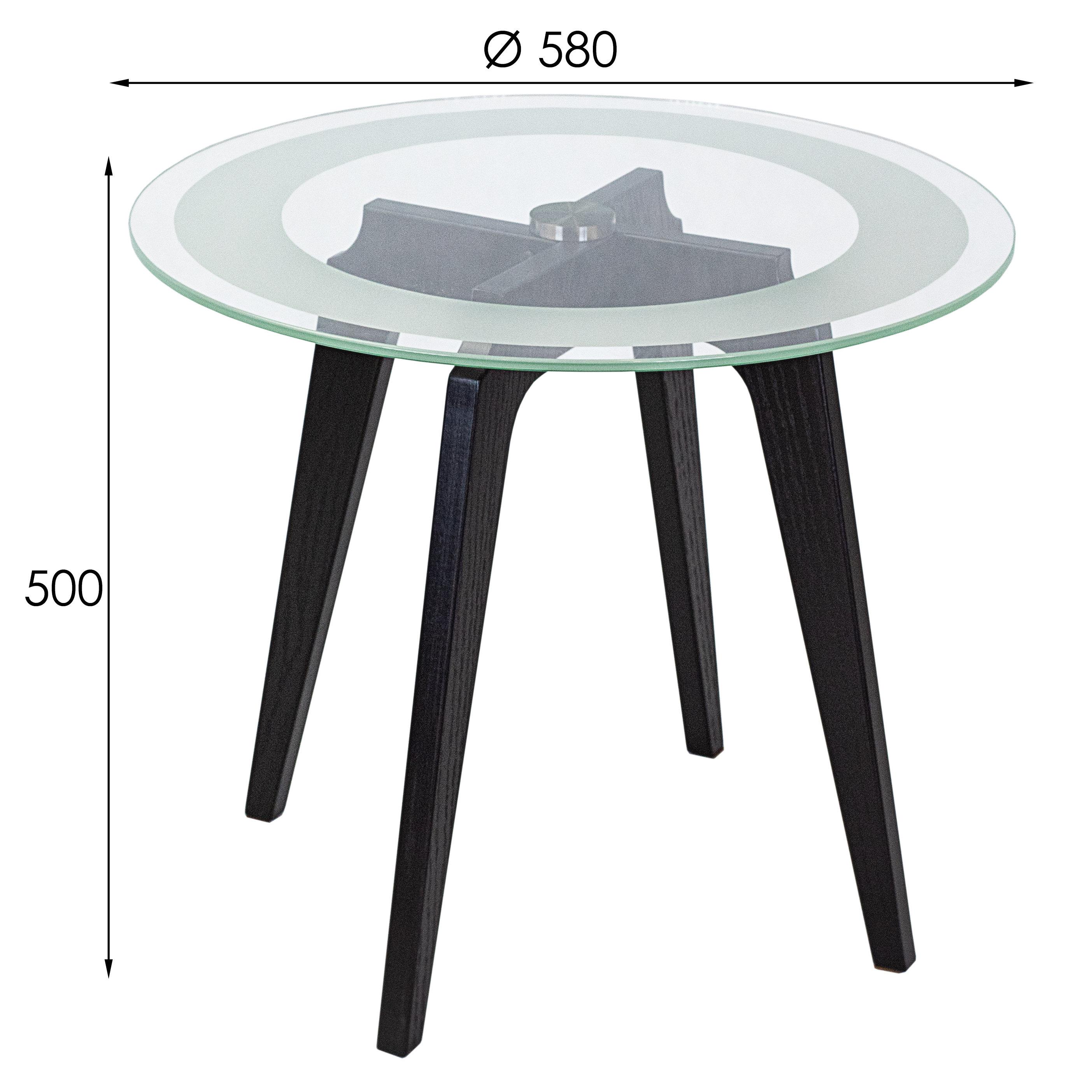 Стол журнальный Рилле 447 черный/стекло прозрачное