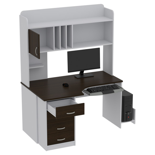Компьютерный стол КП-СКЭ-8 Правый цвет Серый+Венге 140/90/182 см
