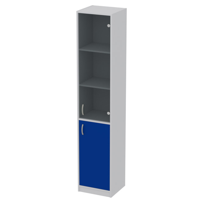Офисный шкаф СБ-3+А5 графит цвет Серый+Синий 40/37/200 см