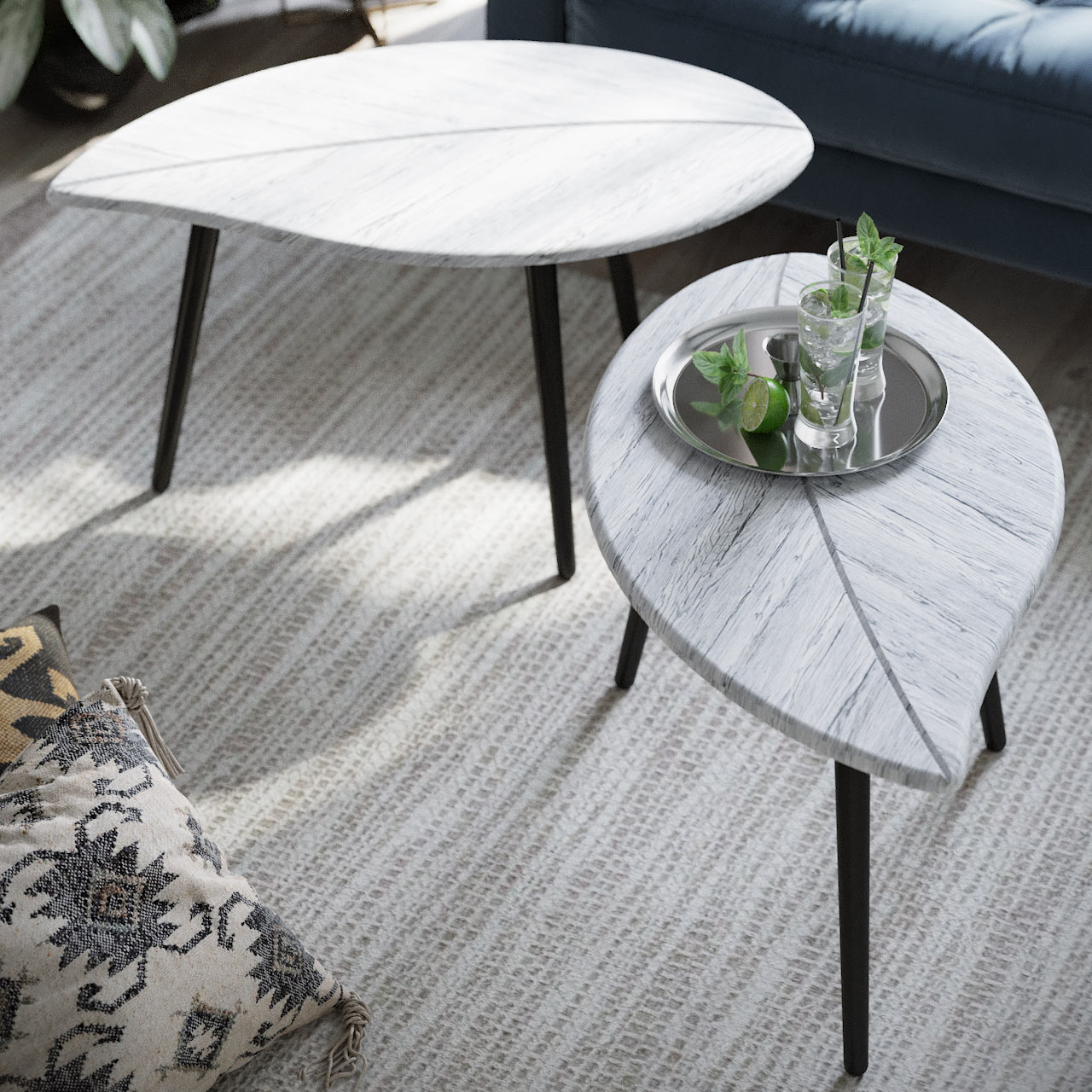 Стол журнальный Берли (12 мм) дуб грей/чёрный