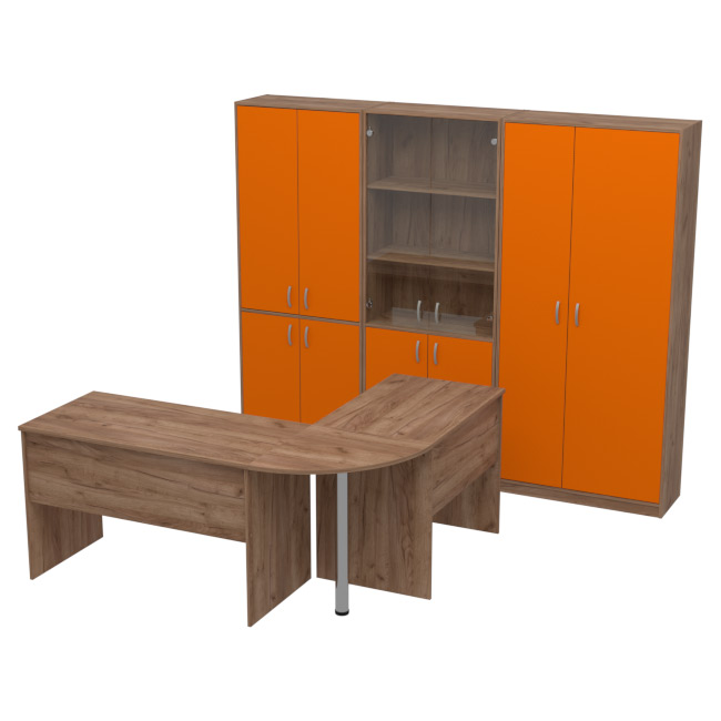Комплект офисной мебели КП-11 цвет Дуб Крафт+Оранж