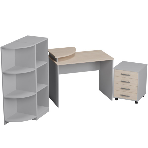 Комплект офисной мебели КП-23 цвет Серый+Дуб Молочный