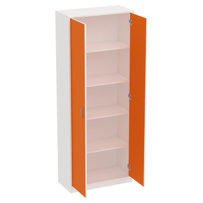 Офисный шкаф ШБ-2 цвет Белый+Оранж 77/37/200 см