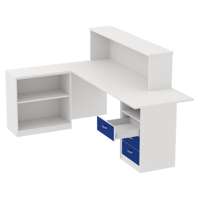 Комплект офисной мебели КП-12 цвет Белый+синий